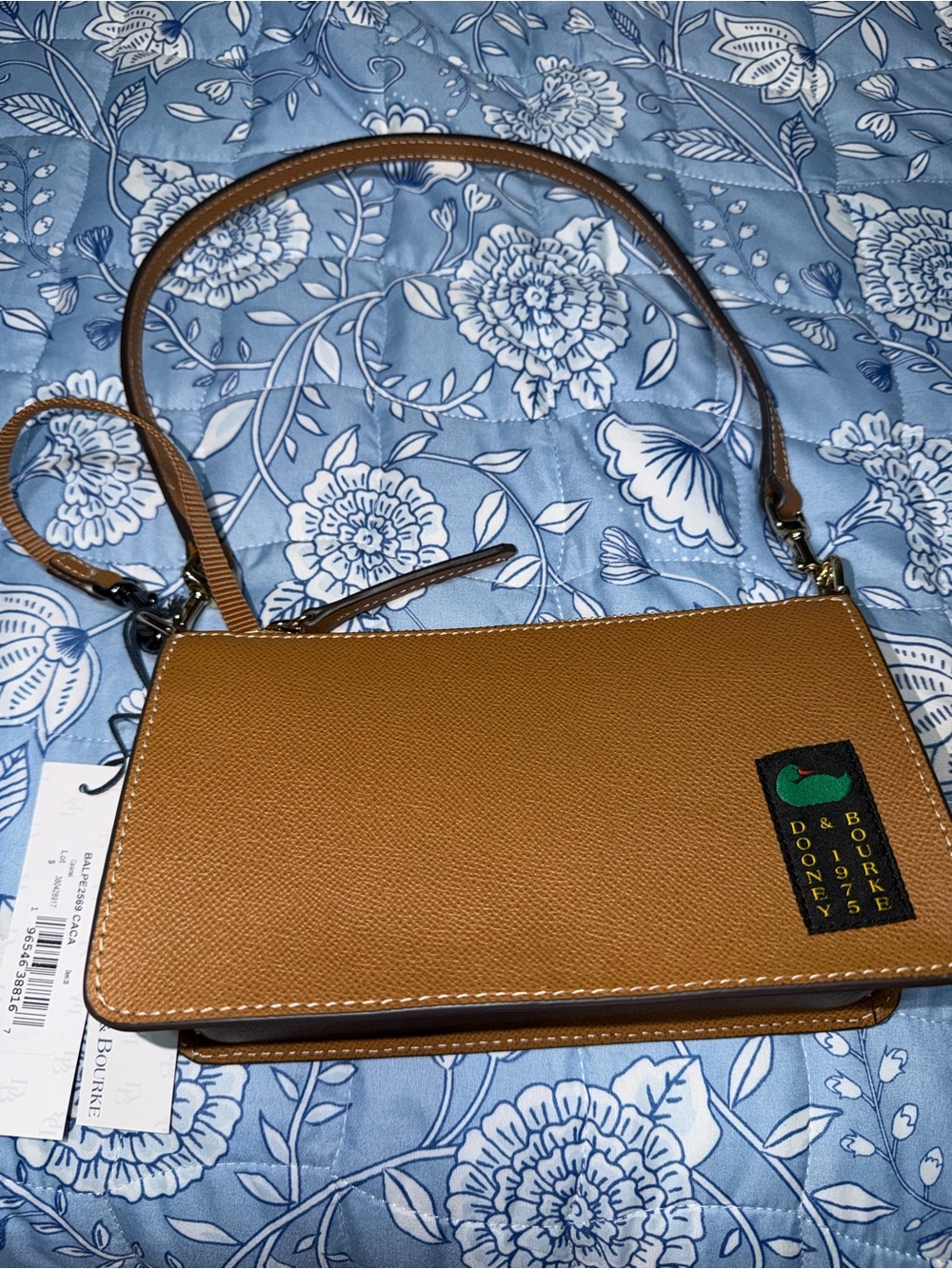 Dooney & Bourke Tan Pebbled Leather Crossbody Wristlet